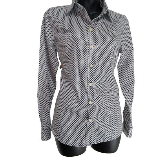 Banana Republic Women's Non Iron Shirt Business Collared Long Sleeve Geomatric 6 - Picture 4 of 9